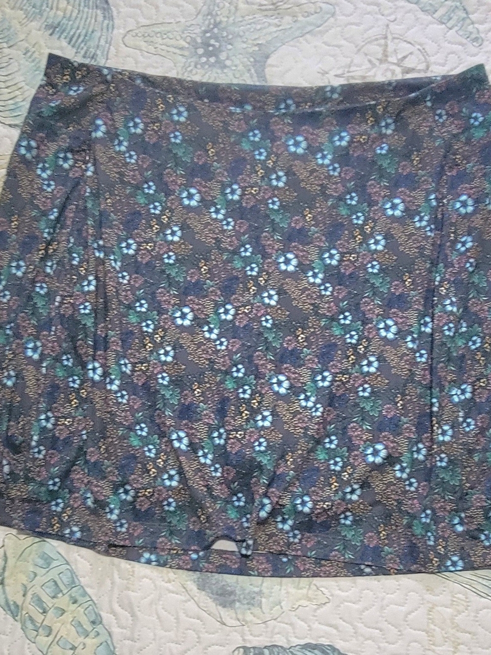 J. Jill Fit Knit Skort in Navy with Teal Floral Print